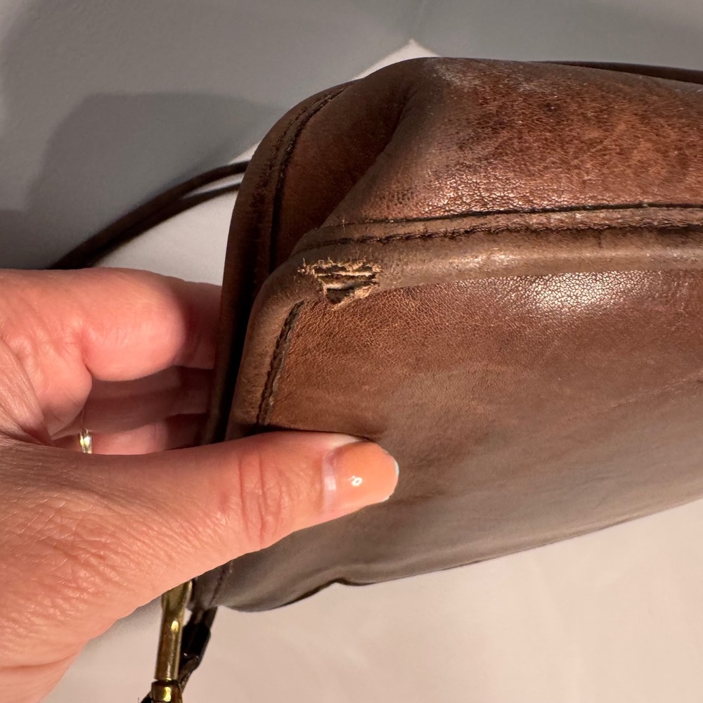 Vintage 90's Coach Leather Shoulder Clutch Bag Dark Brown Purse #0132 - Picture 12 of 16